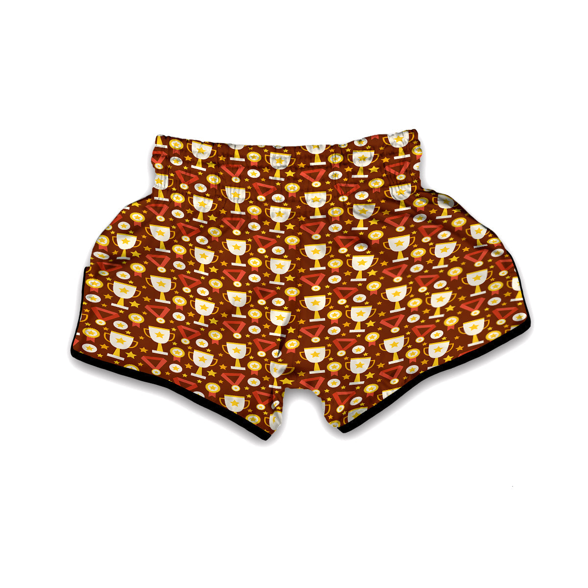 Gold Trophy Winner Cup Print Pattern Muay Thai Boxing Shorts-grizzshop