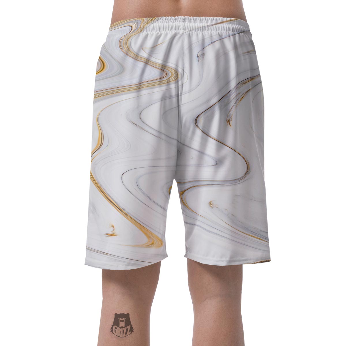 Gold White Marble Men's Shorts-grizzshop