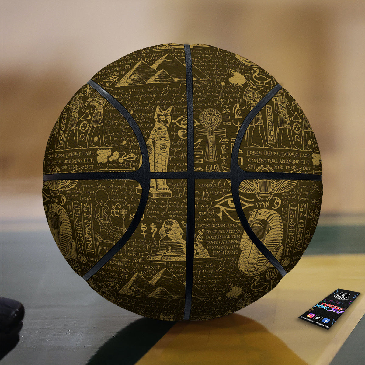 Gold Ancient Egypt Print Pattern Basketball