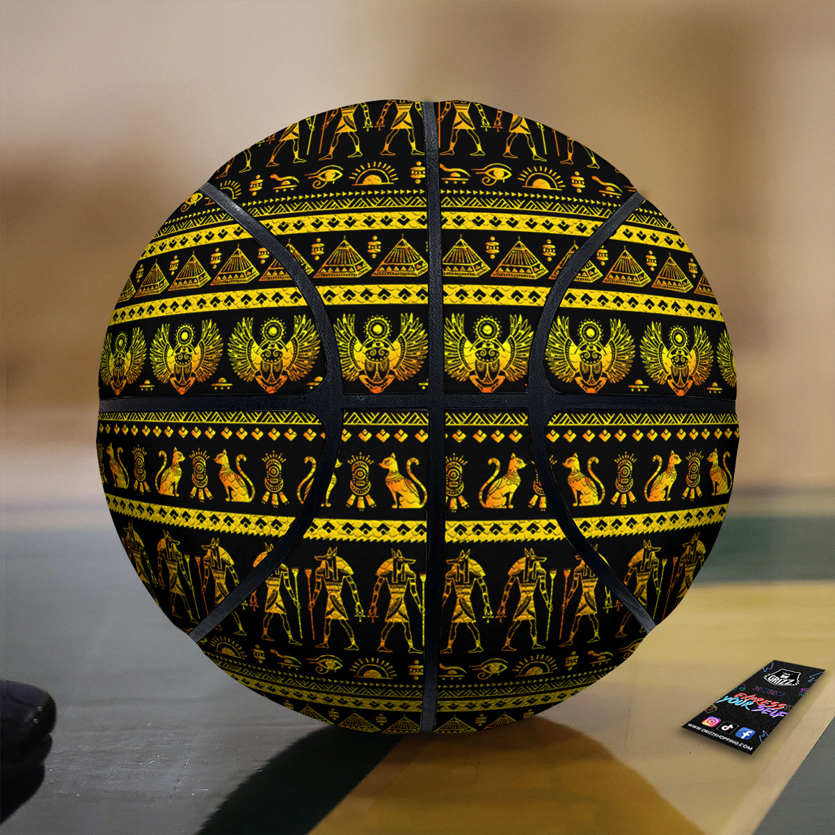 Gold Egypt Ethnic Print Basketball