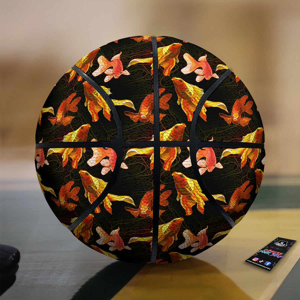 Gold Fish Drawing Print Pattern Basketball