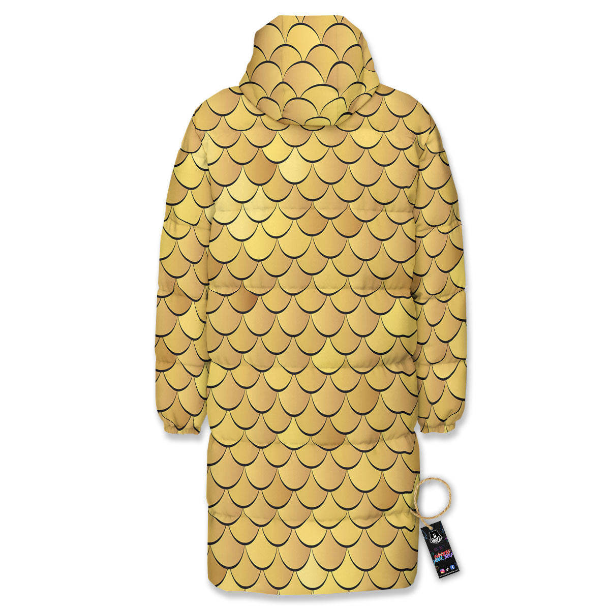 Gold Fish Scales  Print Long Down Jacket