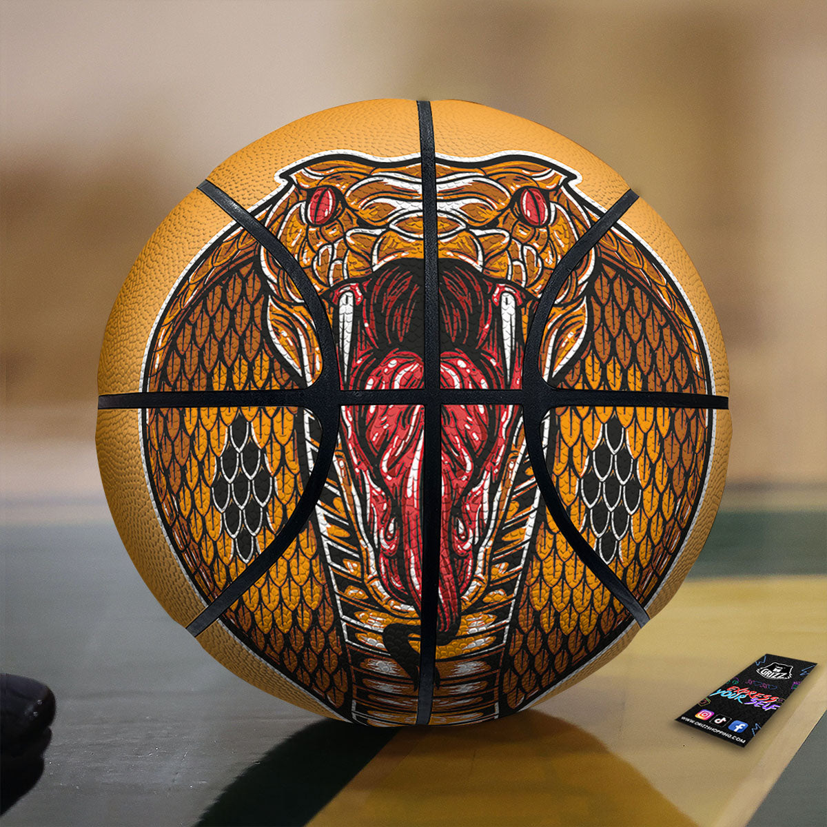Gold King Cobra Snake Head Print Basketball