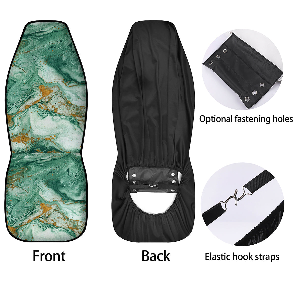 Golden And Green Marble Textue Print Car Seat Covers-grizzshop