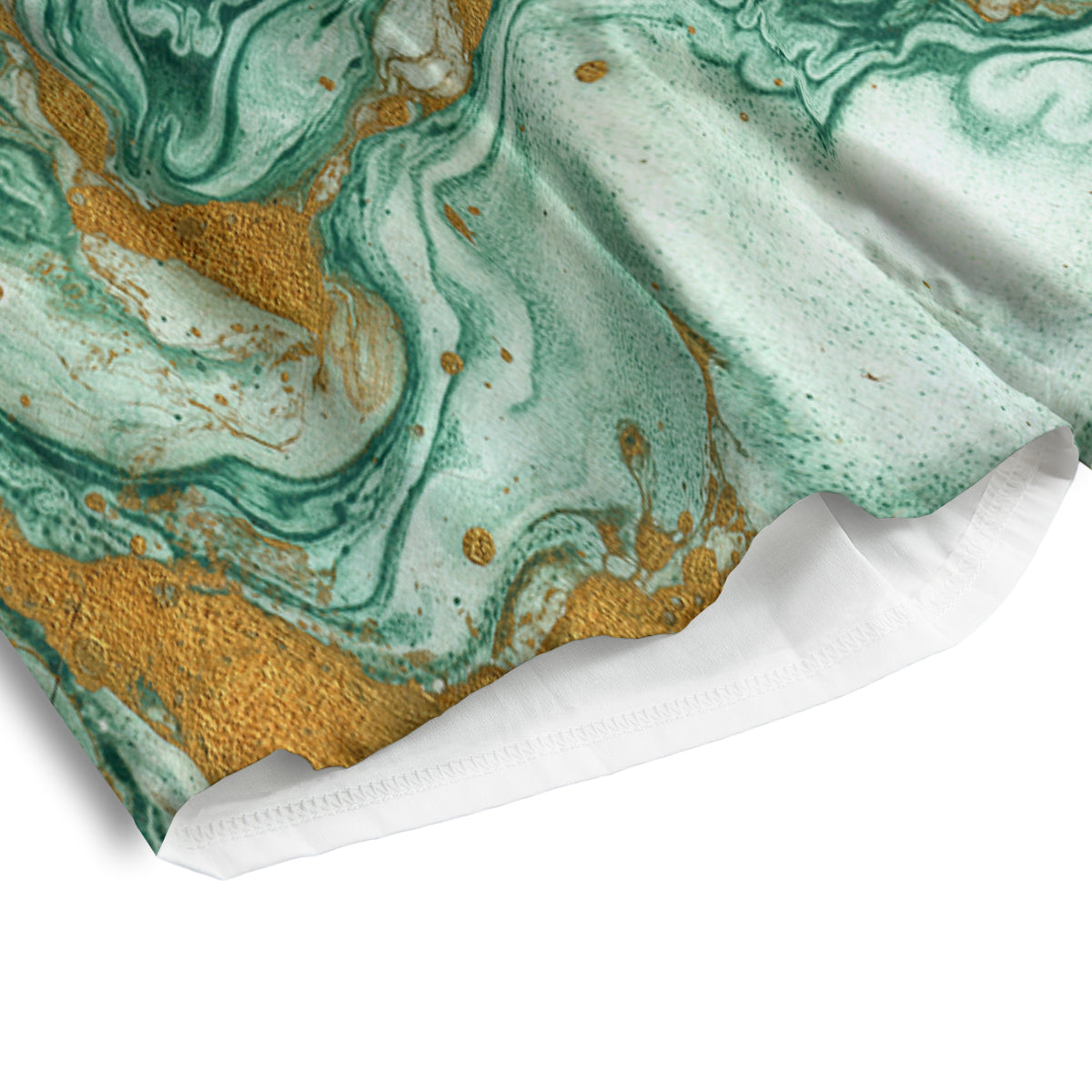 Golden And Green Marble Textue Print Men's Athletic Shorts