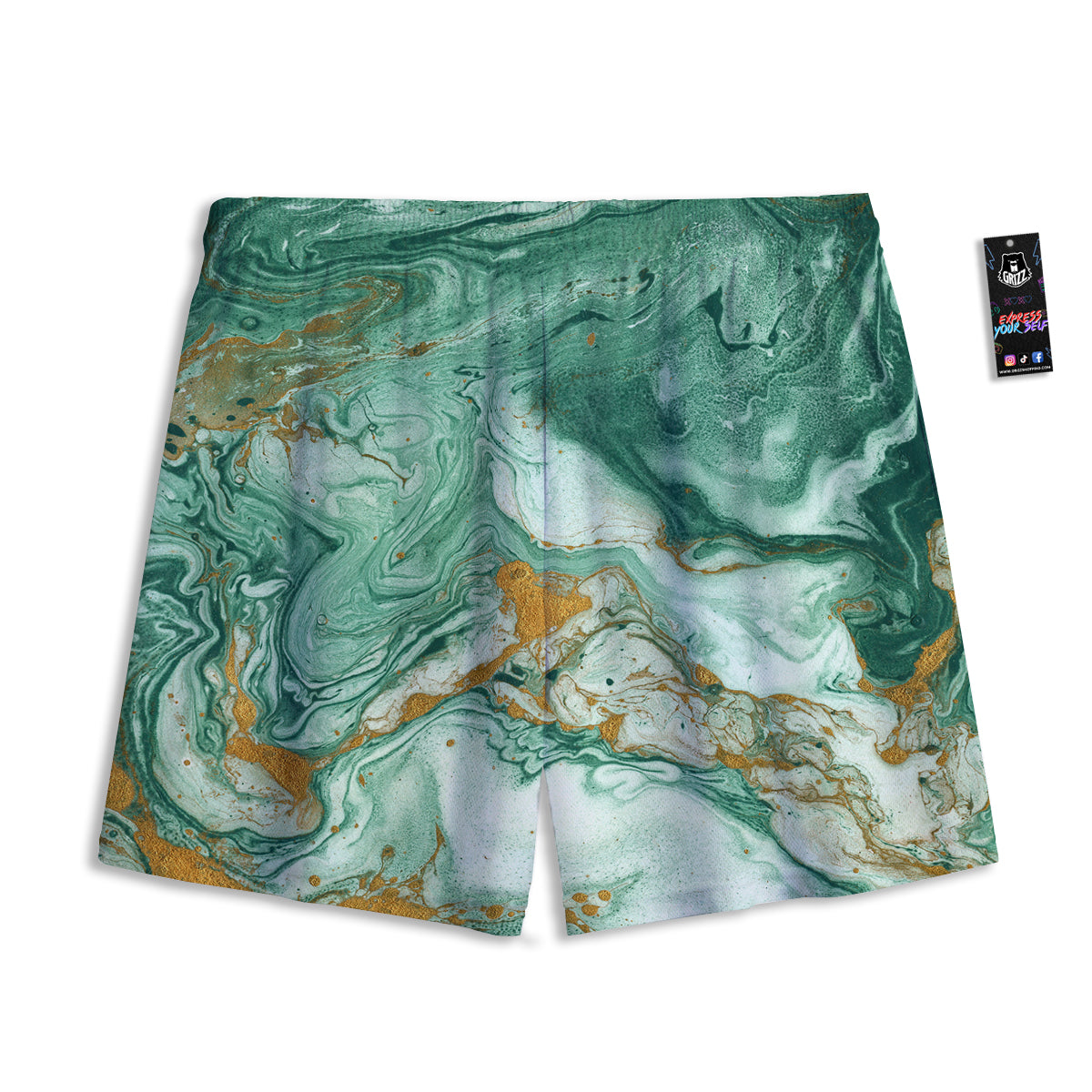 Knitted Deep Blue Print Pattern Mesh Shorts