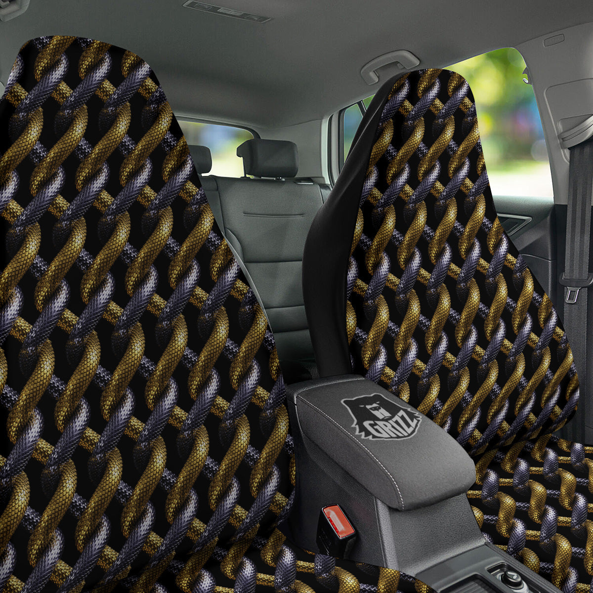 Golden And Silver Snakes 3D Print Pattern Car Seat Covers-grizzshop