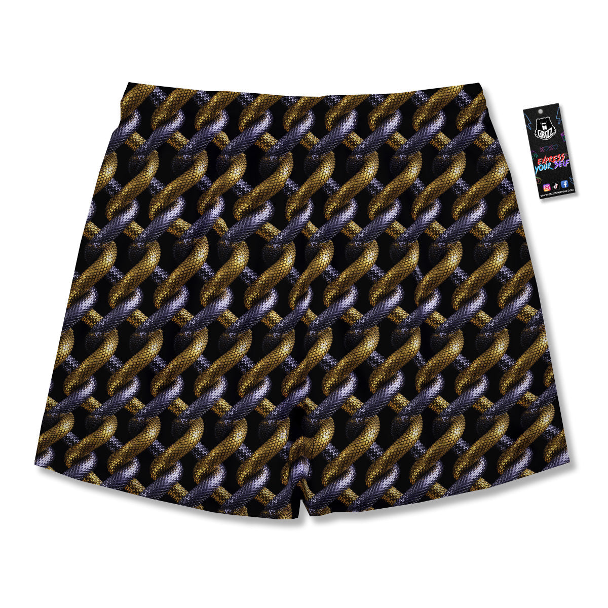Golden And Silver Snakes 3D Print Pattern Men's Running Shorts-grizzshop
