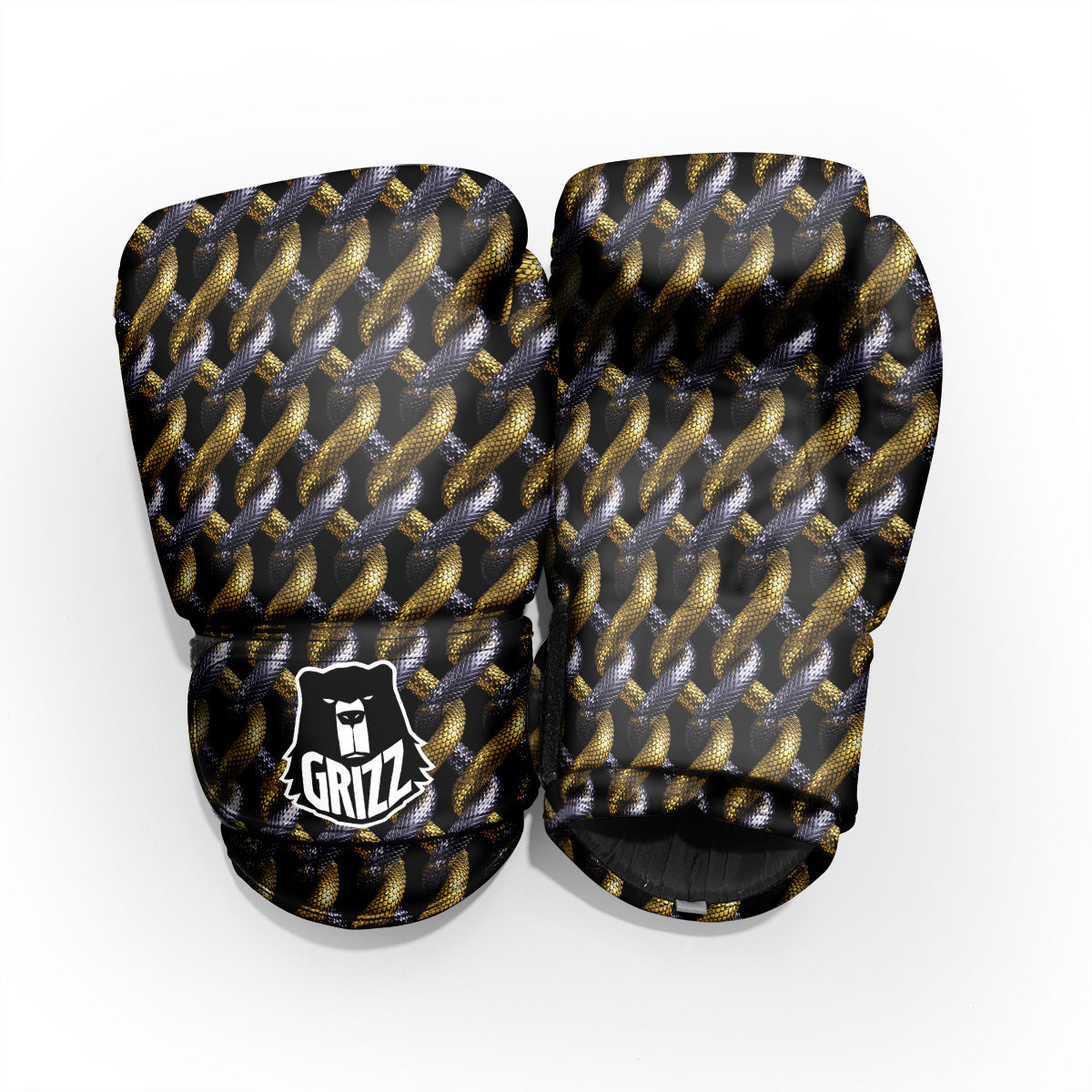 Golden And Silver Snakes 3D Print Pattern Pro Boxing Glove