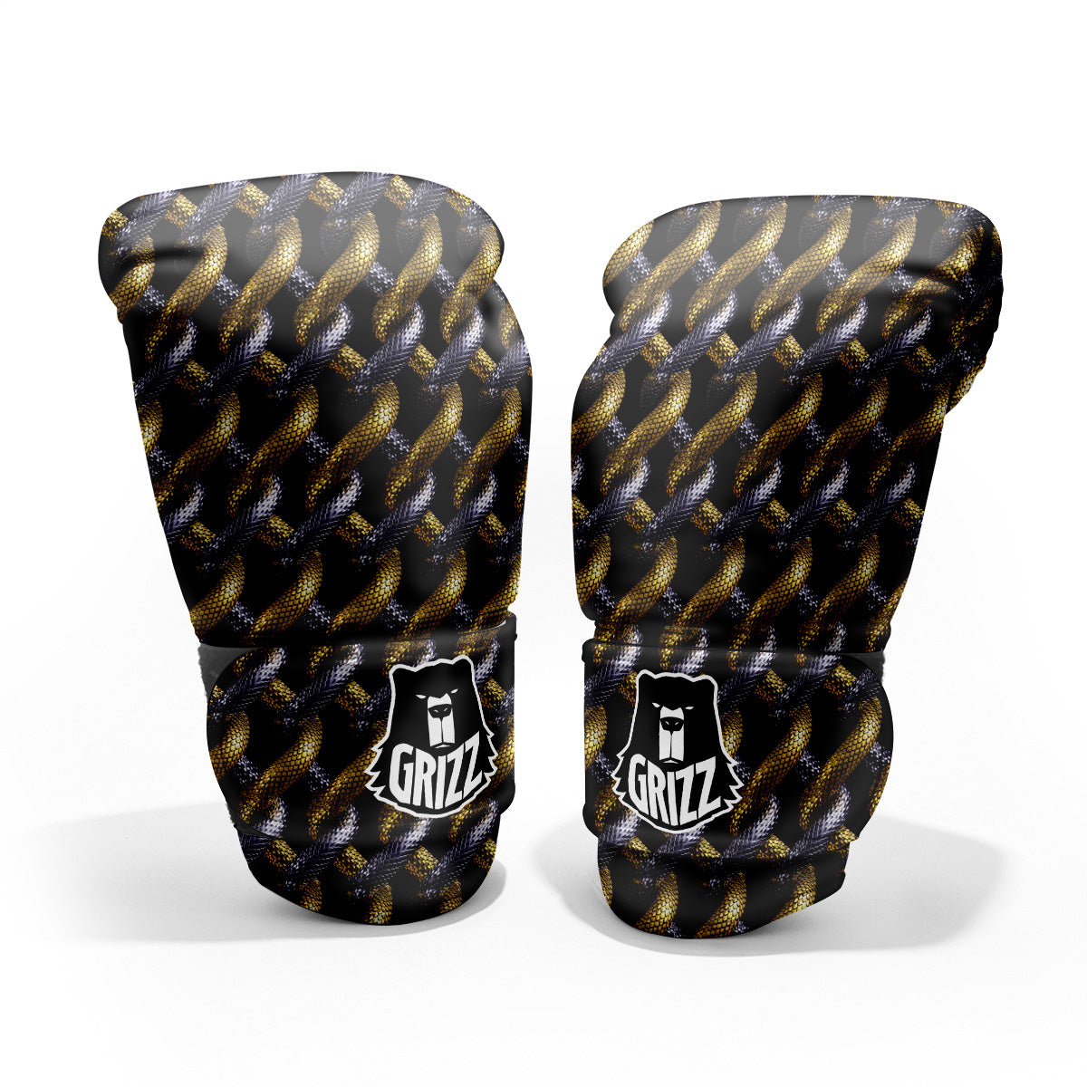 Golden And Silver Snakes 3D Print Pattern Pro Boxing Glove