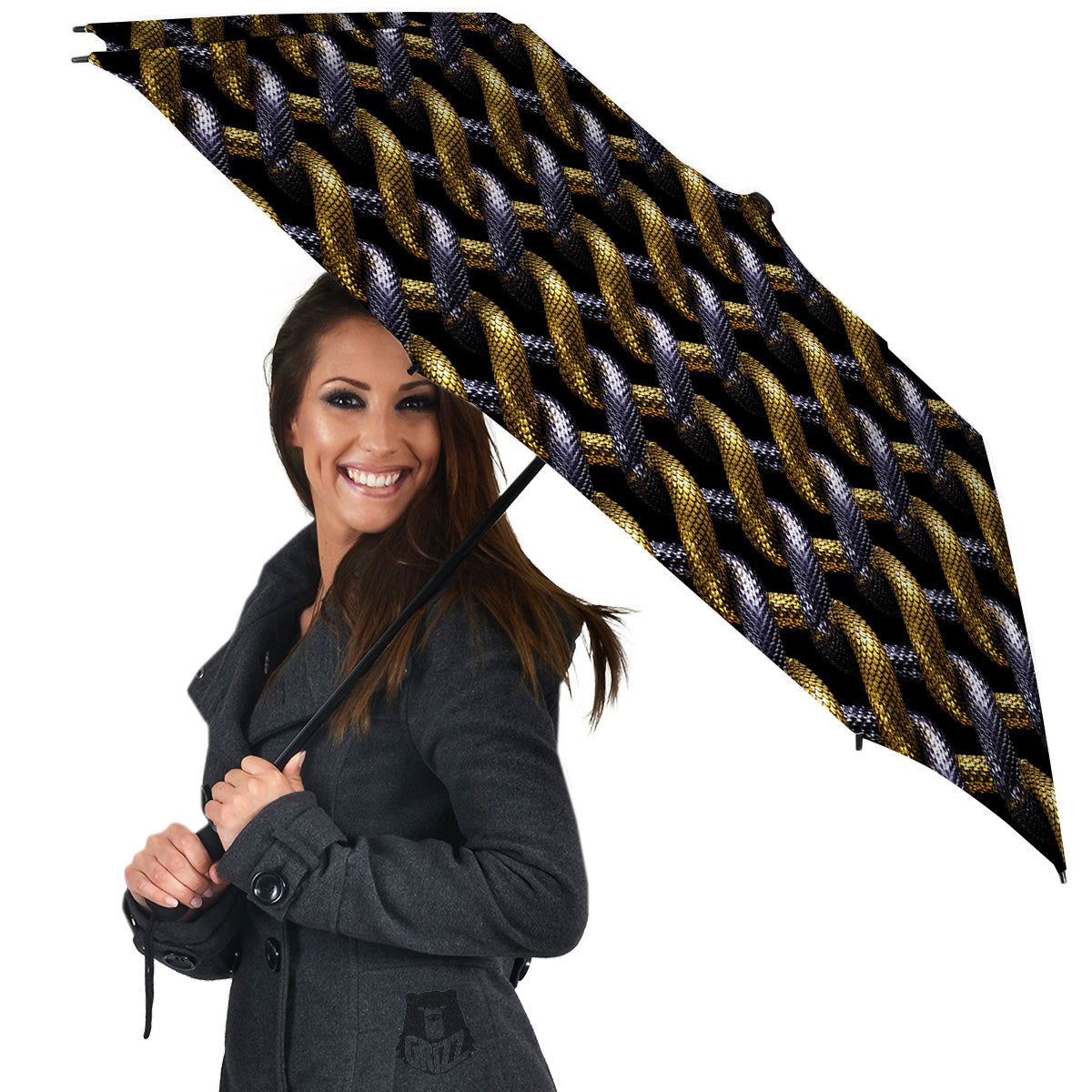 Golden And Silver Snakes 3D Print Pattern Umbrella-grizzshop