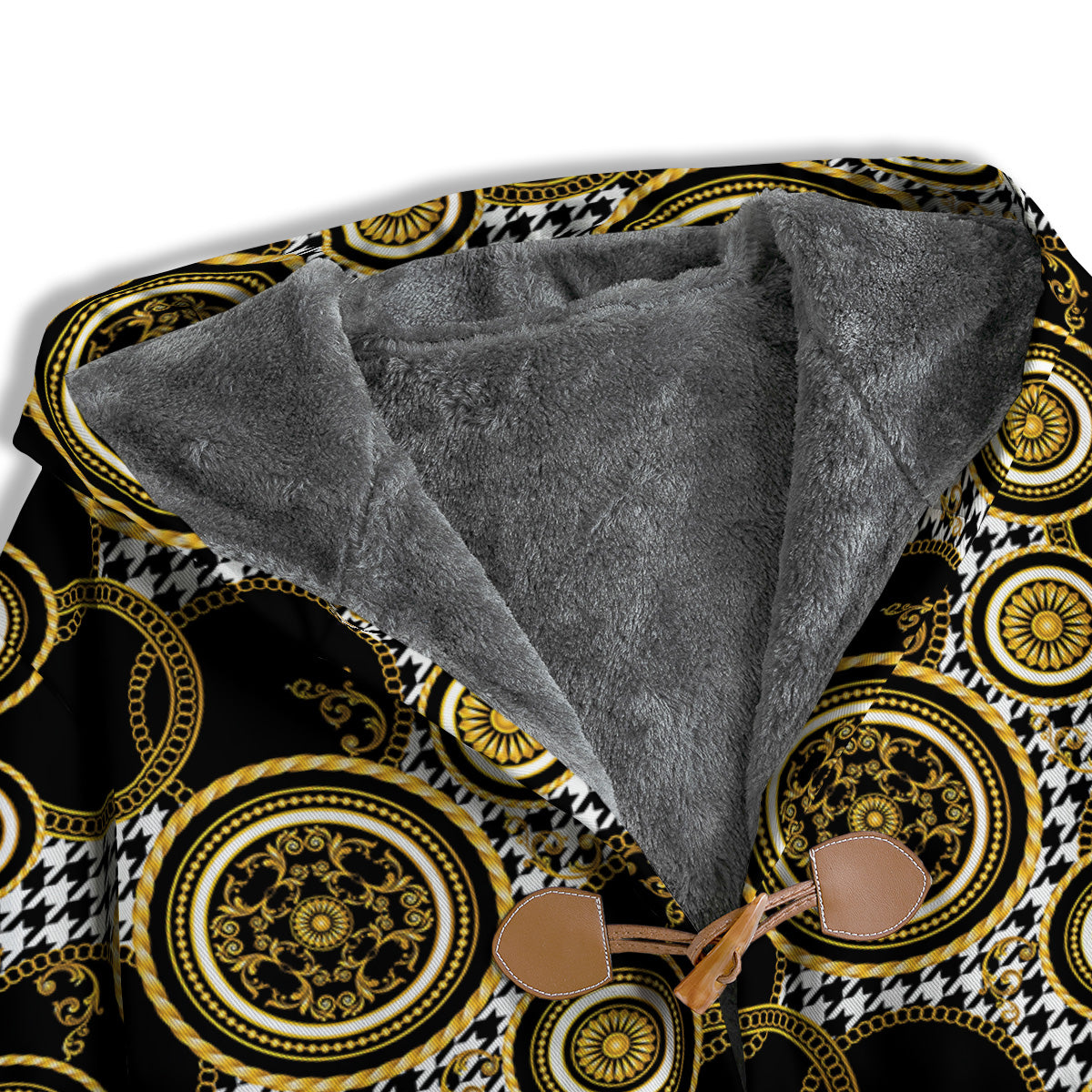 Golden Baroque And Black Houndstooth Print Pattern Men's Windbreaker Jacket-grizzshop