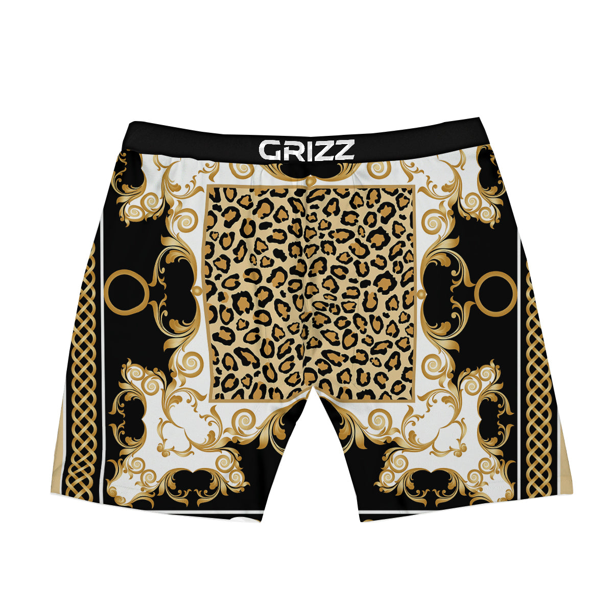 Golden Baroque And Leopard Print Boxer Briefs-grizzshop