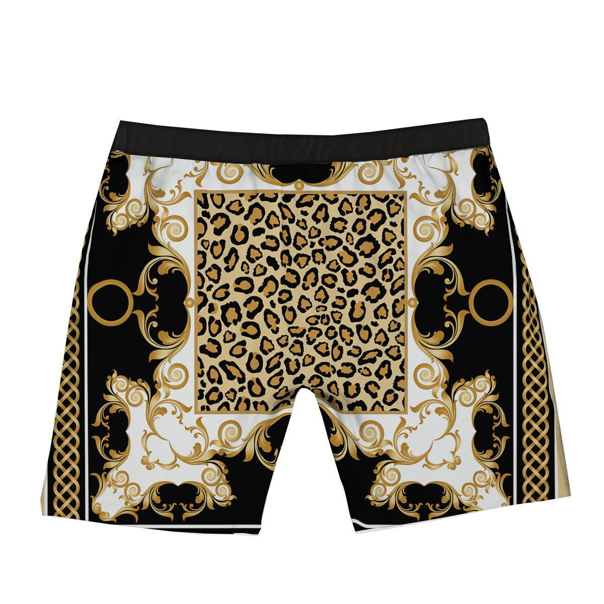 Golden Baroque And Leopard Print Boxer Briefs-grizzshop