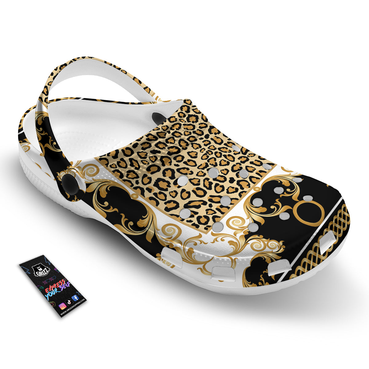 Golden Baroque And Leopard Print Clog-grizzshop