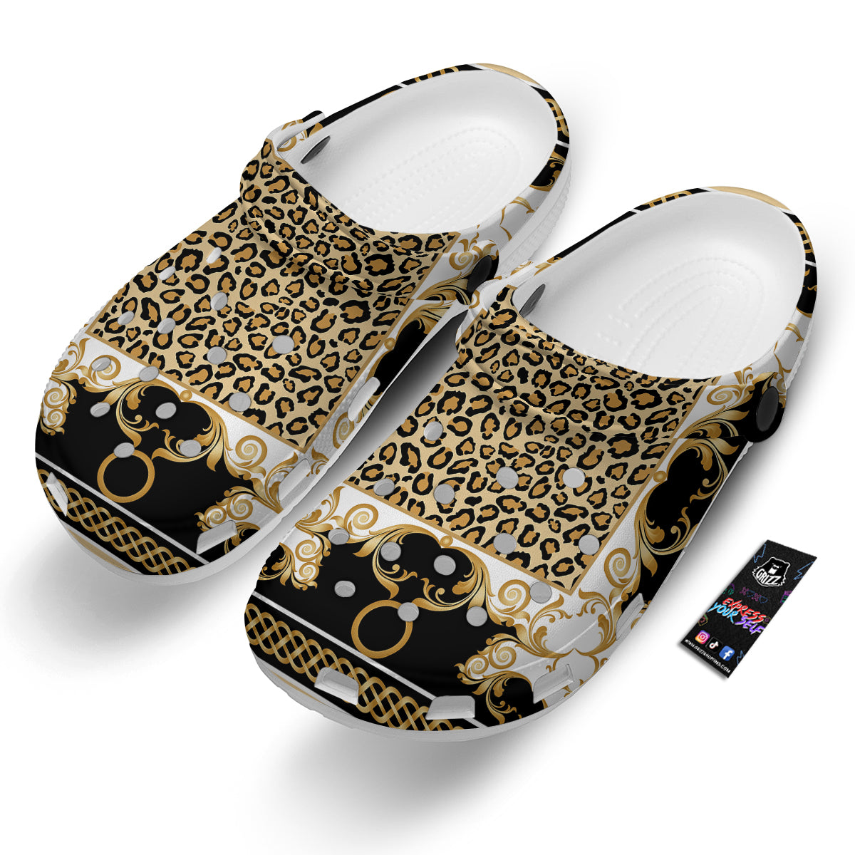 Golden Baroque And Leopard Print Clog-grizzshop