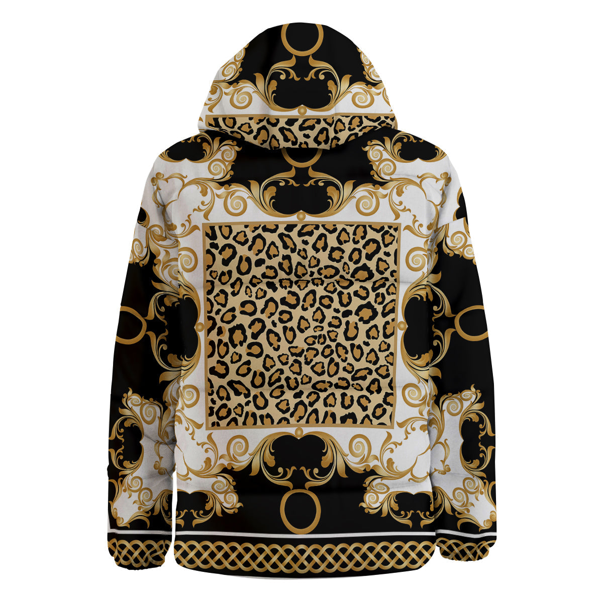 Golden Baroque And Leopard Print Down Jacket-grizzshop