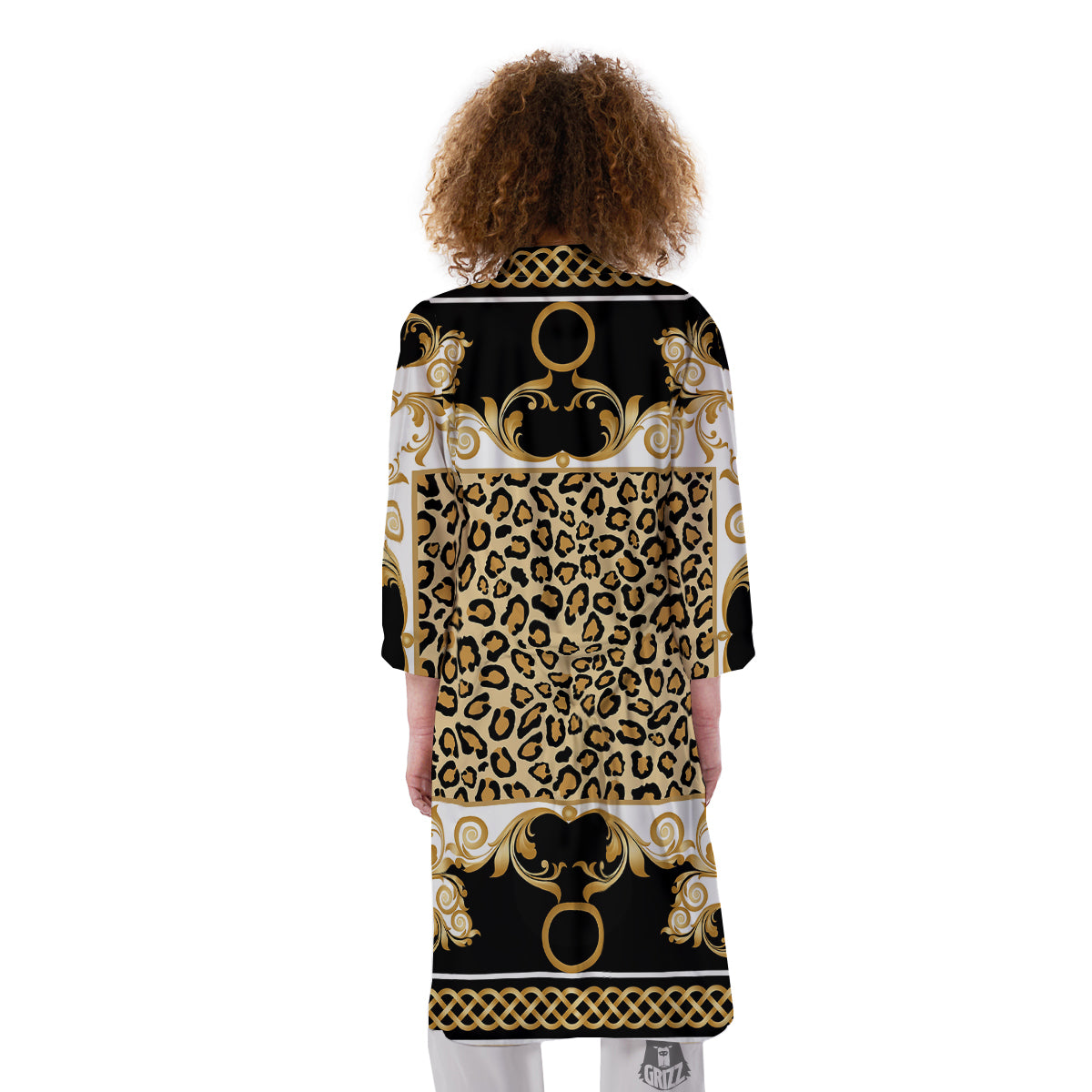 Golden Baroque And Leopard Print Kimono-grizzshop