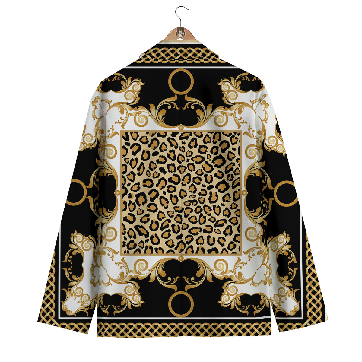 Golden Baroque And Leopard Print Men's Blazer-grizzshop