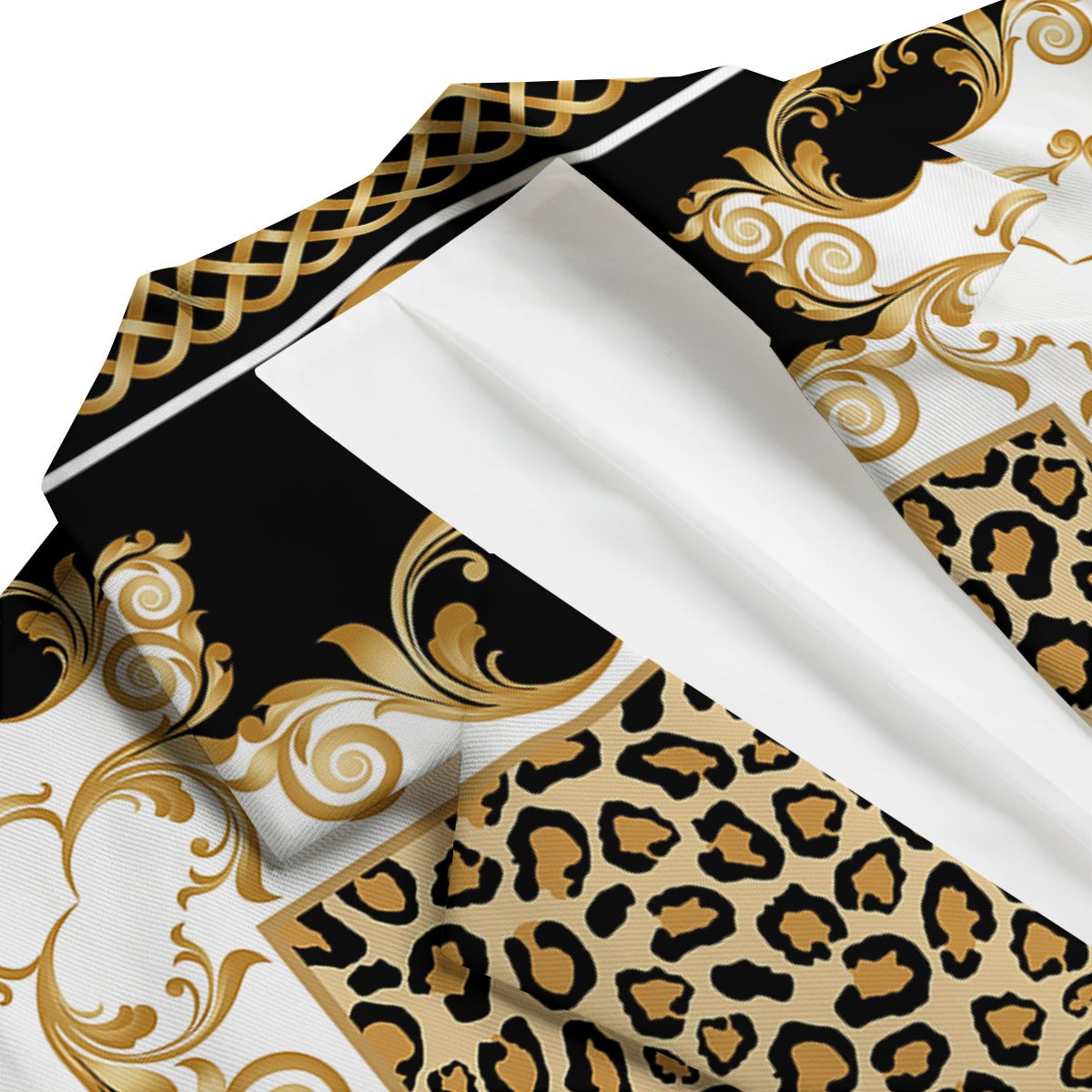 Golden Baroque And Leopard Print Men's Blazer-grizzshop