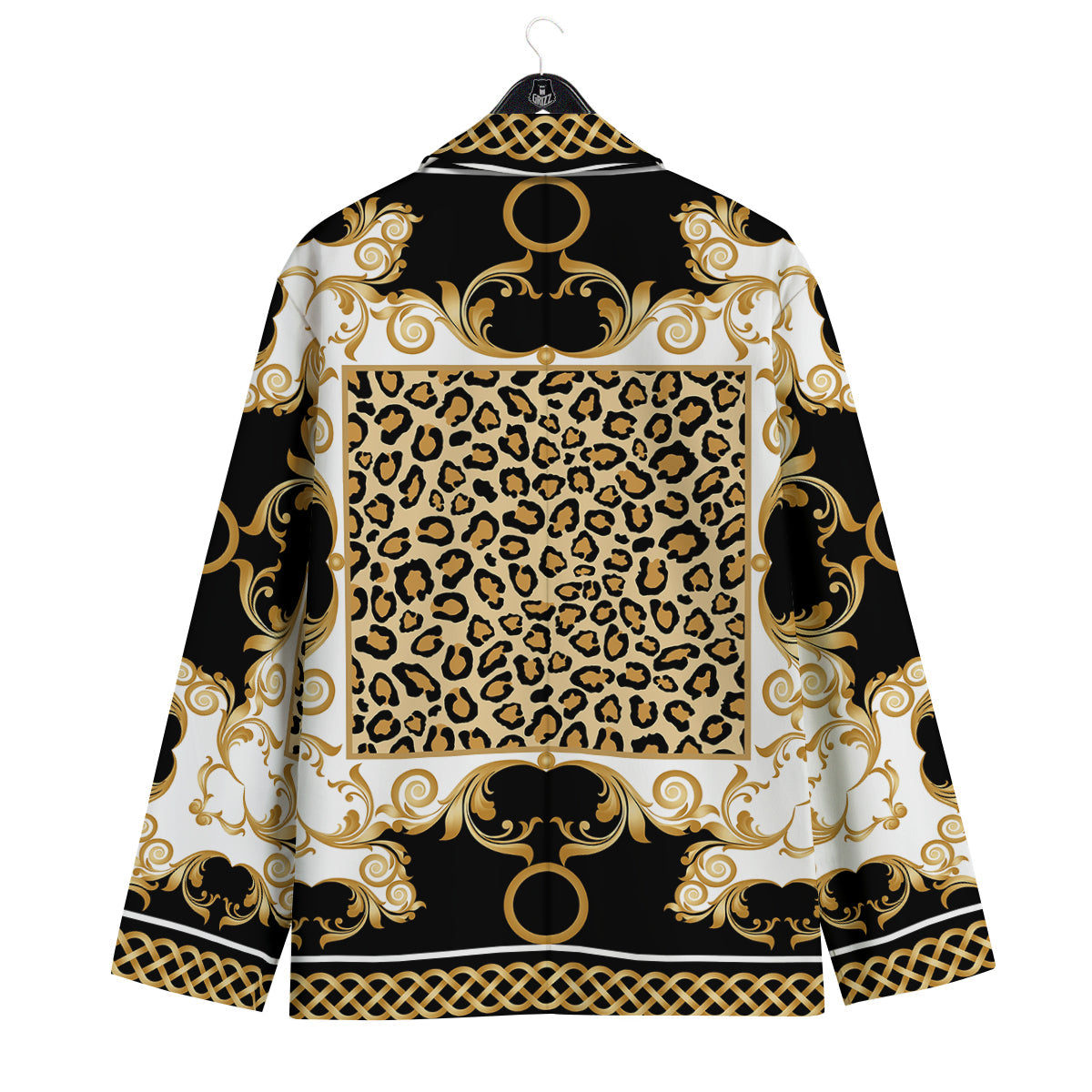 Golden Baroque And Leopard Print Men's Sport Coat-grizzshop