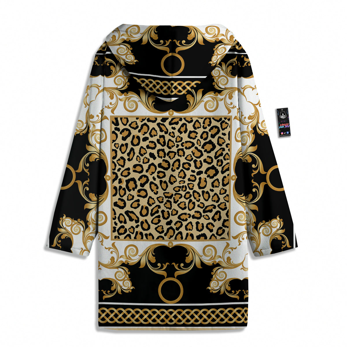 Golden Baroque And Leopard Print Men's Windbreaker Jacket-grizzshop