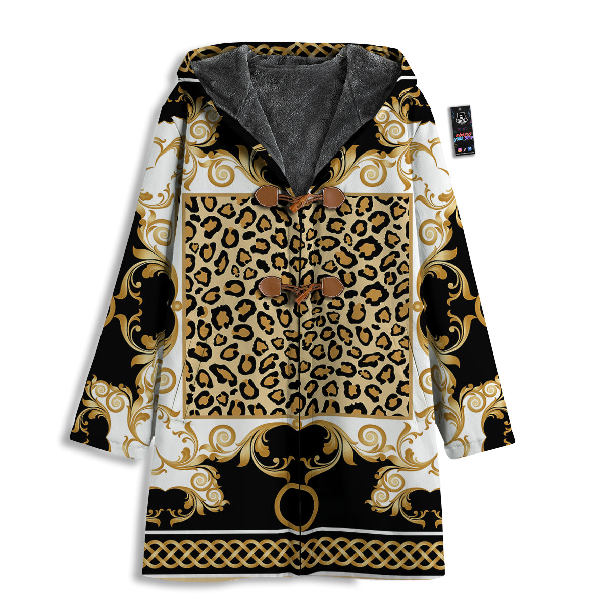 Golden Baroque And Leopard Print Men's Windbreaker Jacket-grizzshop