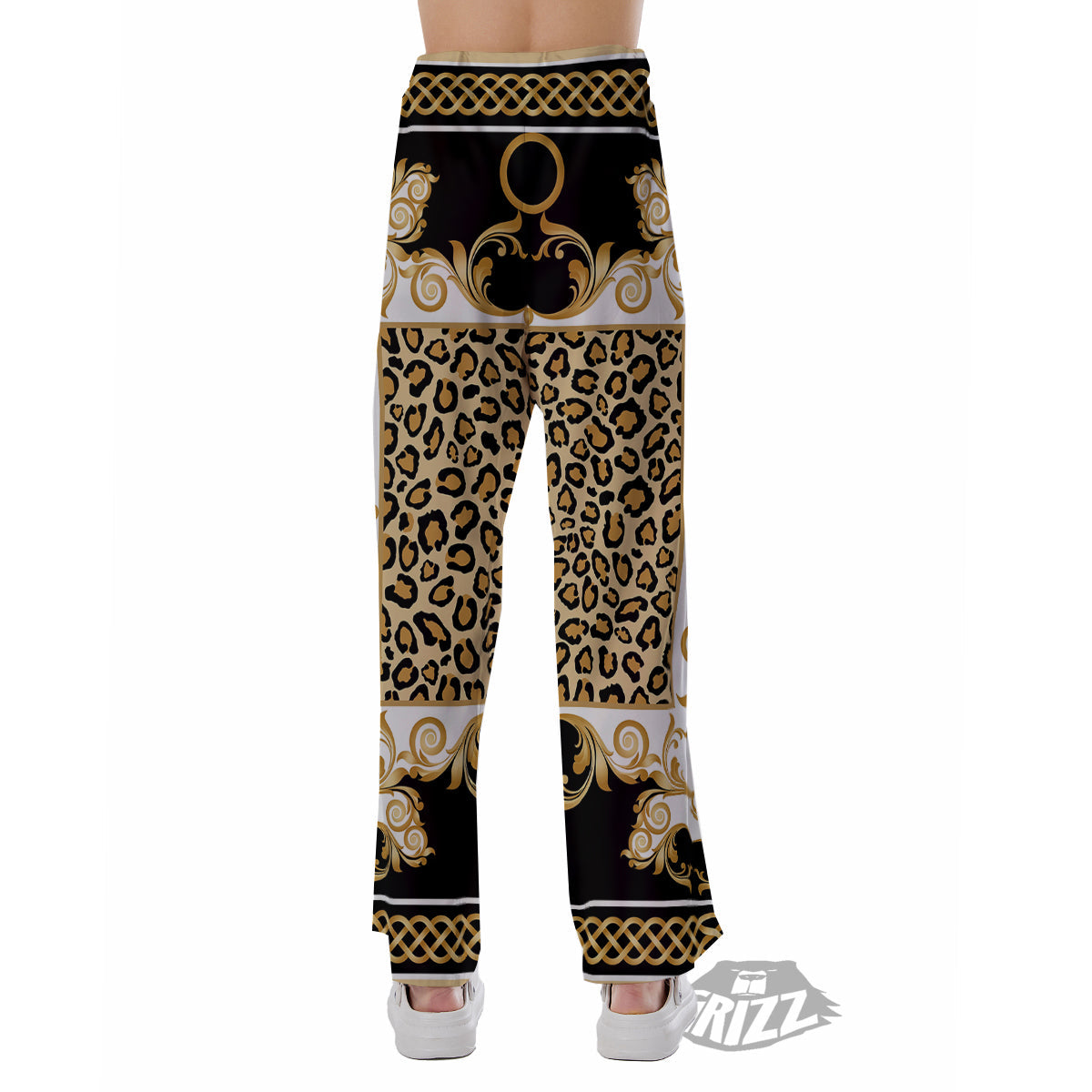 Golden Baroque And Leopard Print Pajama Pants-grizzshop