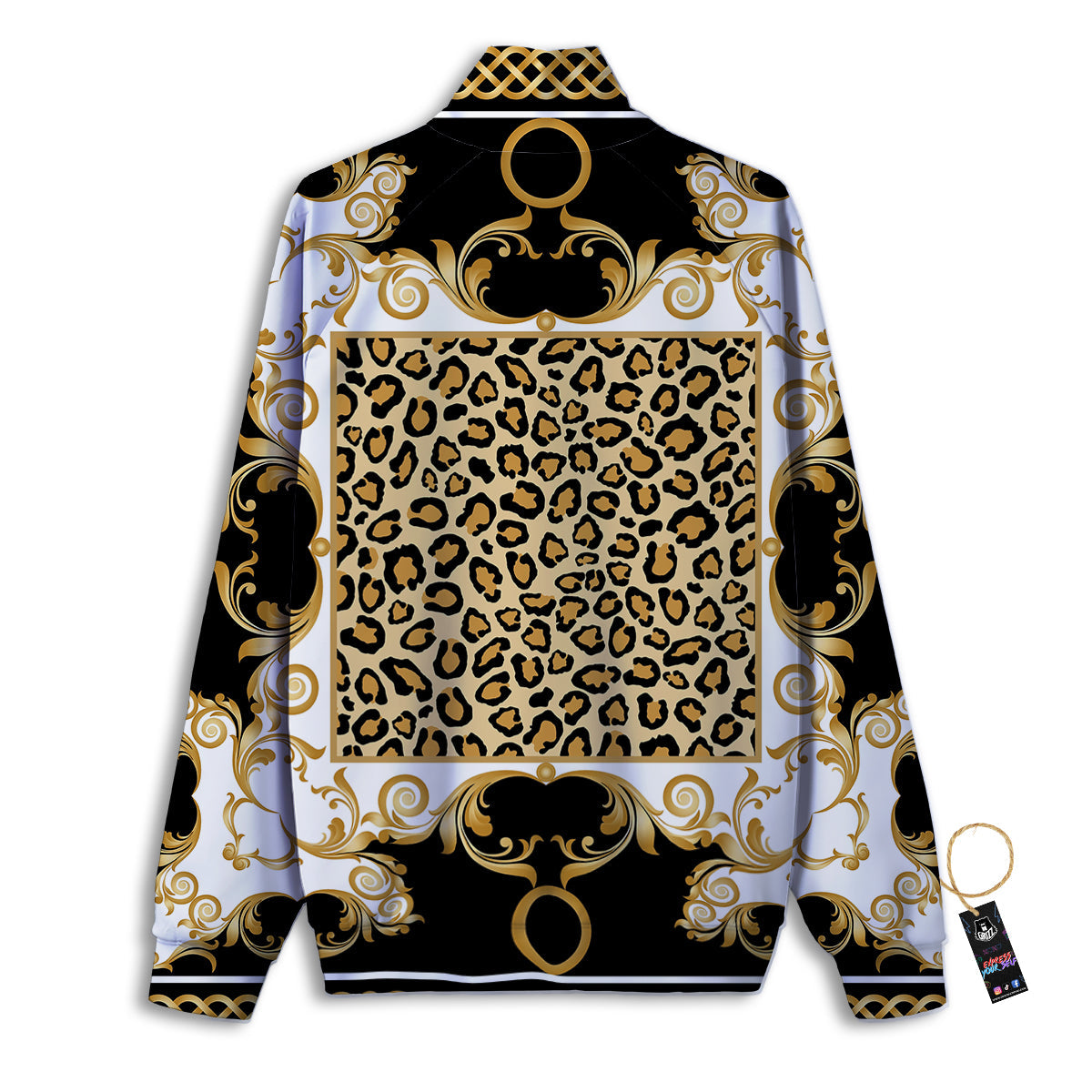 Golden Baroque And Leopard Print Track Jacket-grizzshop