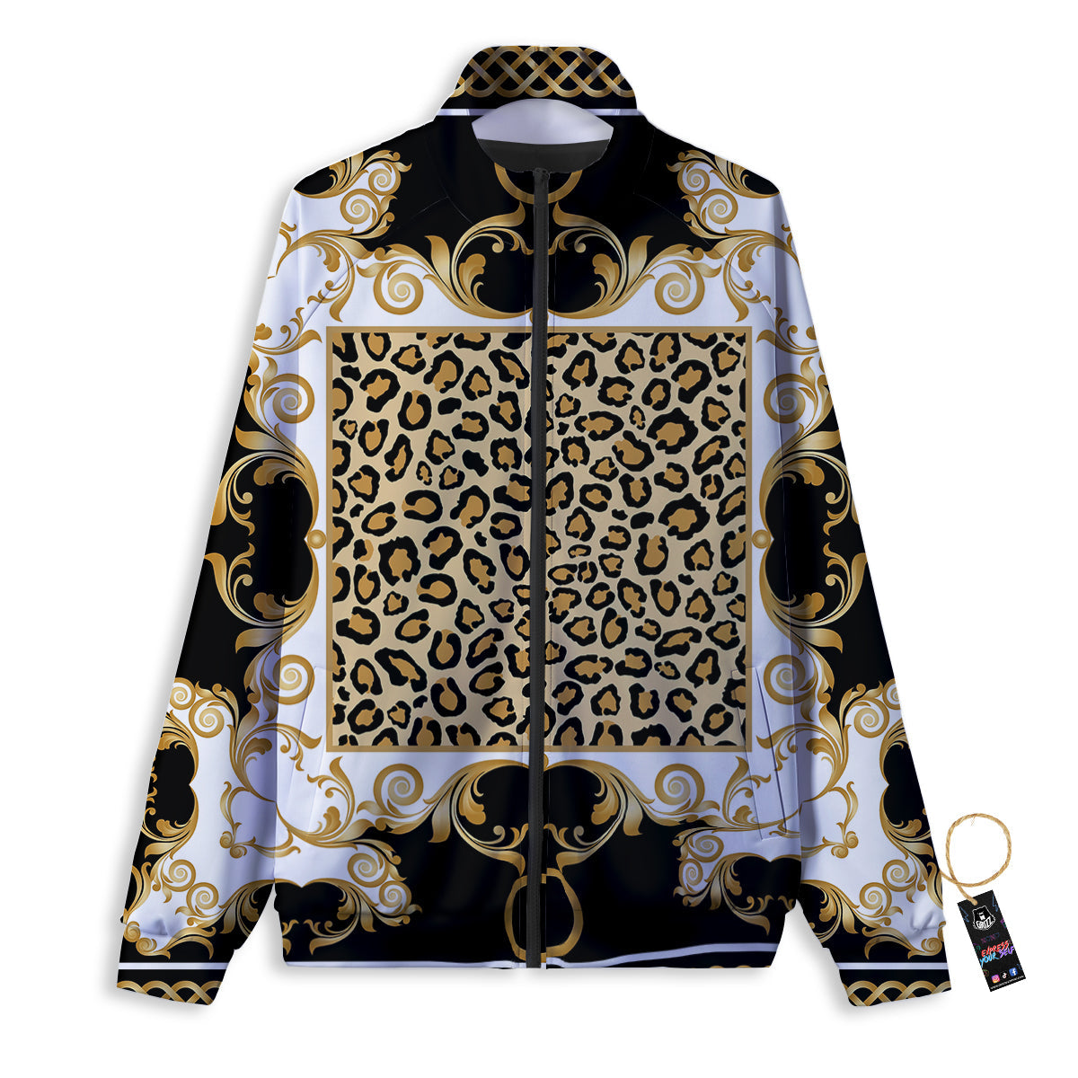 Golden Baroque And Leopard Print Track Jacket-grizzshop