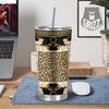 Golden Baroque And Leopard Print Tumbler-grizzshop