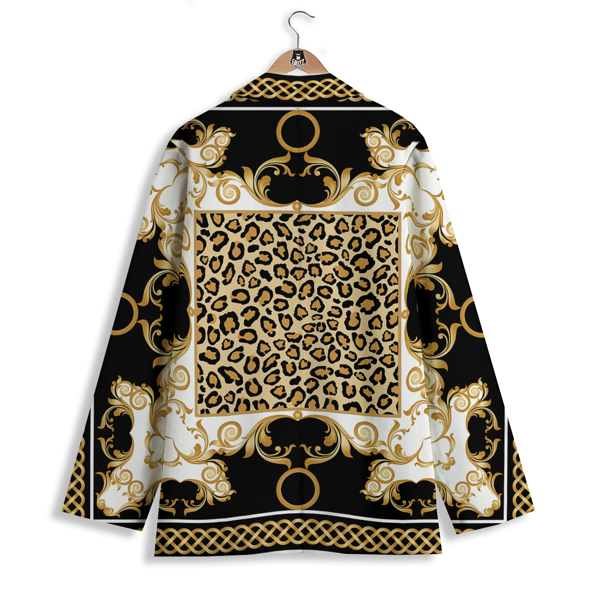 Golden Baroque And Leopard Print Women's Blazer-grizzshop