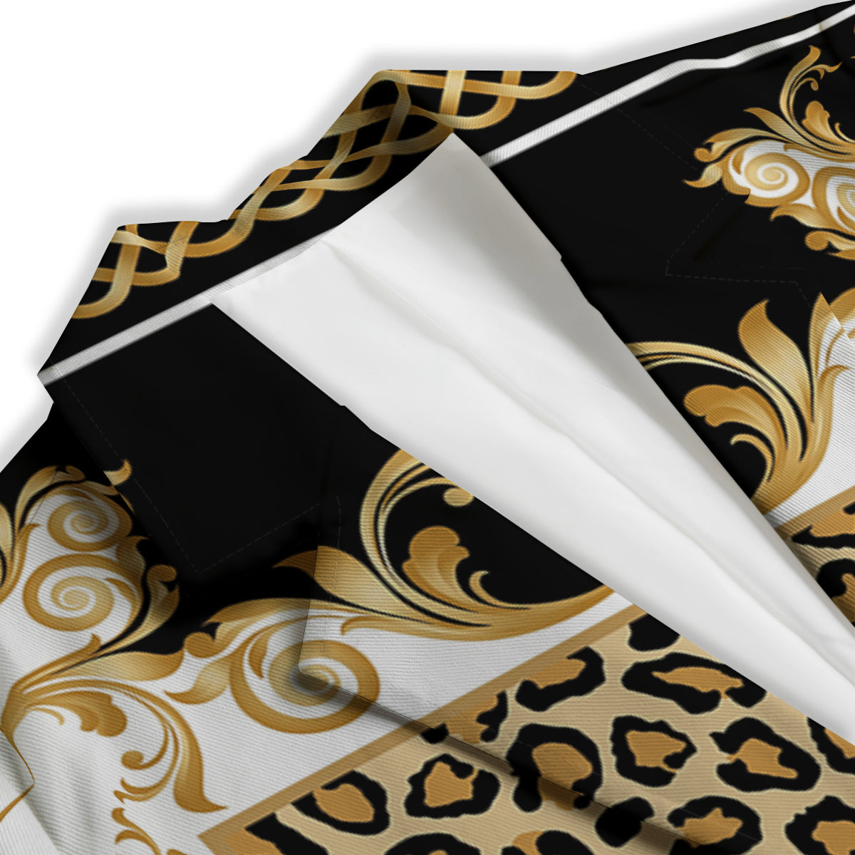 Golden Baroque And Leopard Print Women's Blazer-grizzshop