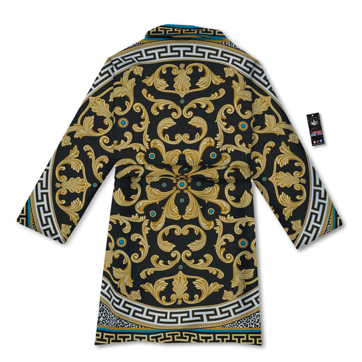 Golden Baroque Leopard Skin Print Bathrobe-grizzshop