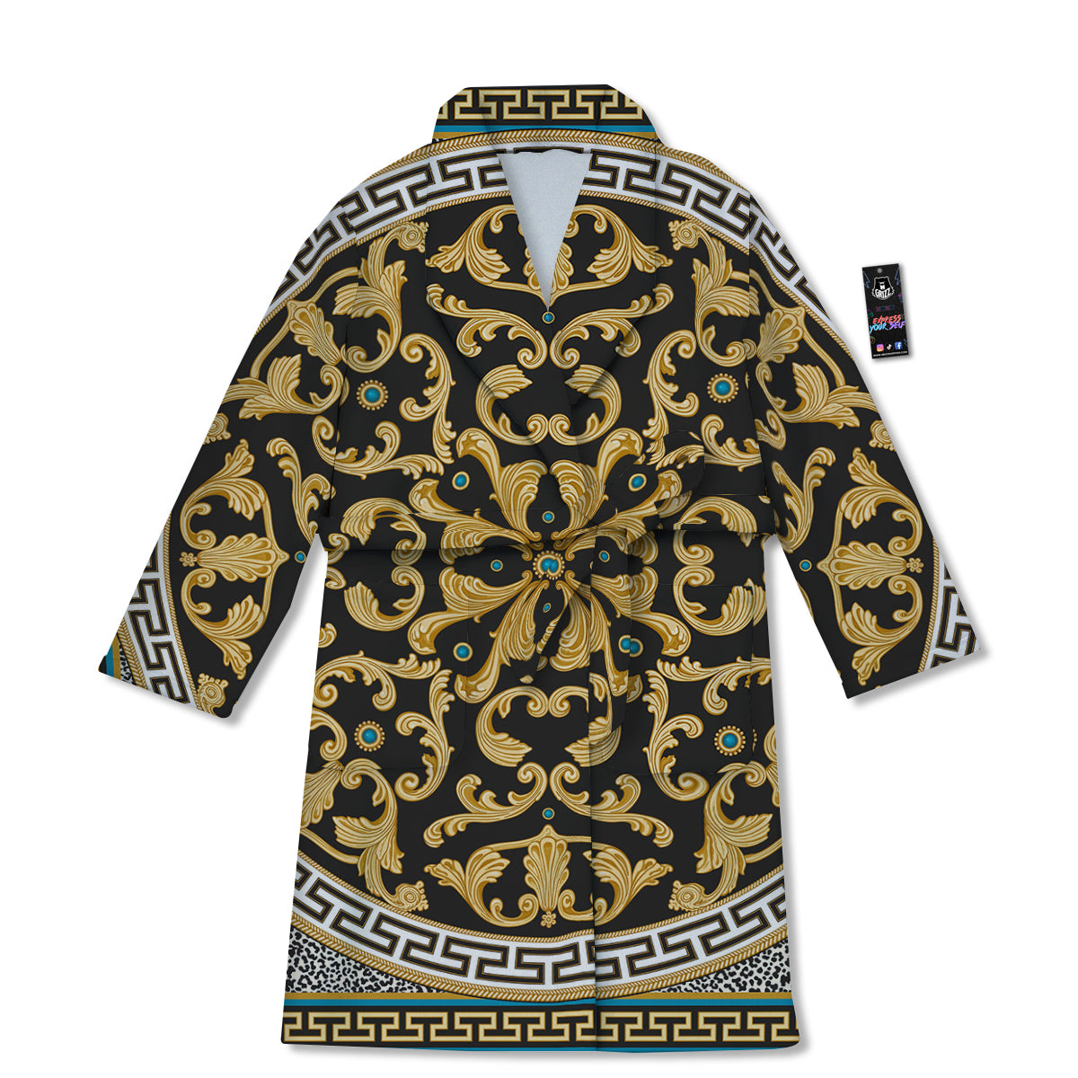 Golden Baroque Leopard Skin Print Bathrobe-grizzshop