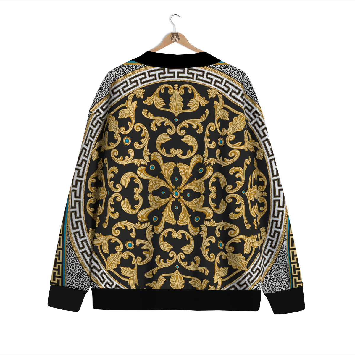 Golden Baroque Leopard Skin Print Cardigan-grizzshop