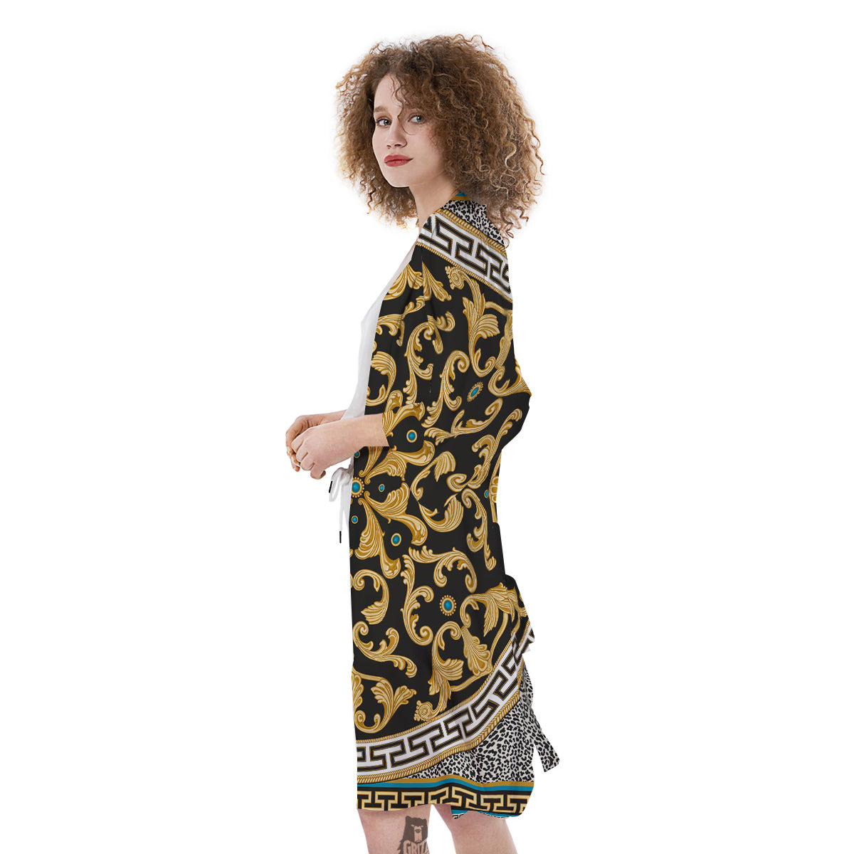 Golden Baroque Leopard Skin Print Kimono-grizzshop