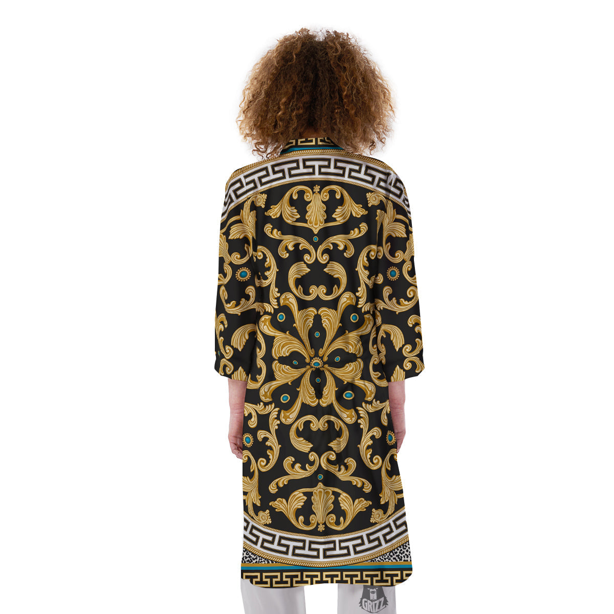 Golden Baroque Leopard Skin Print Kimono-grizzshop