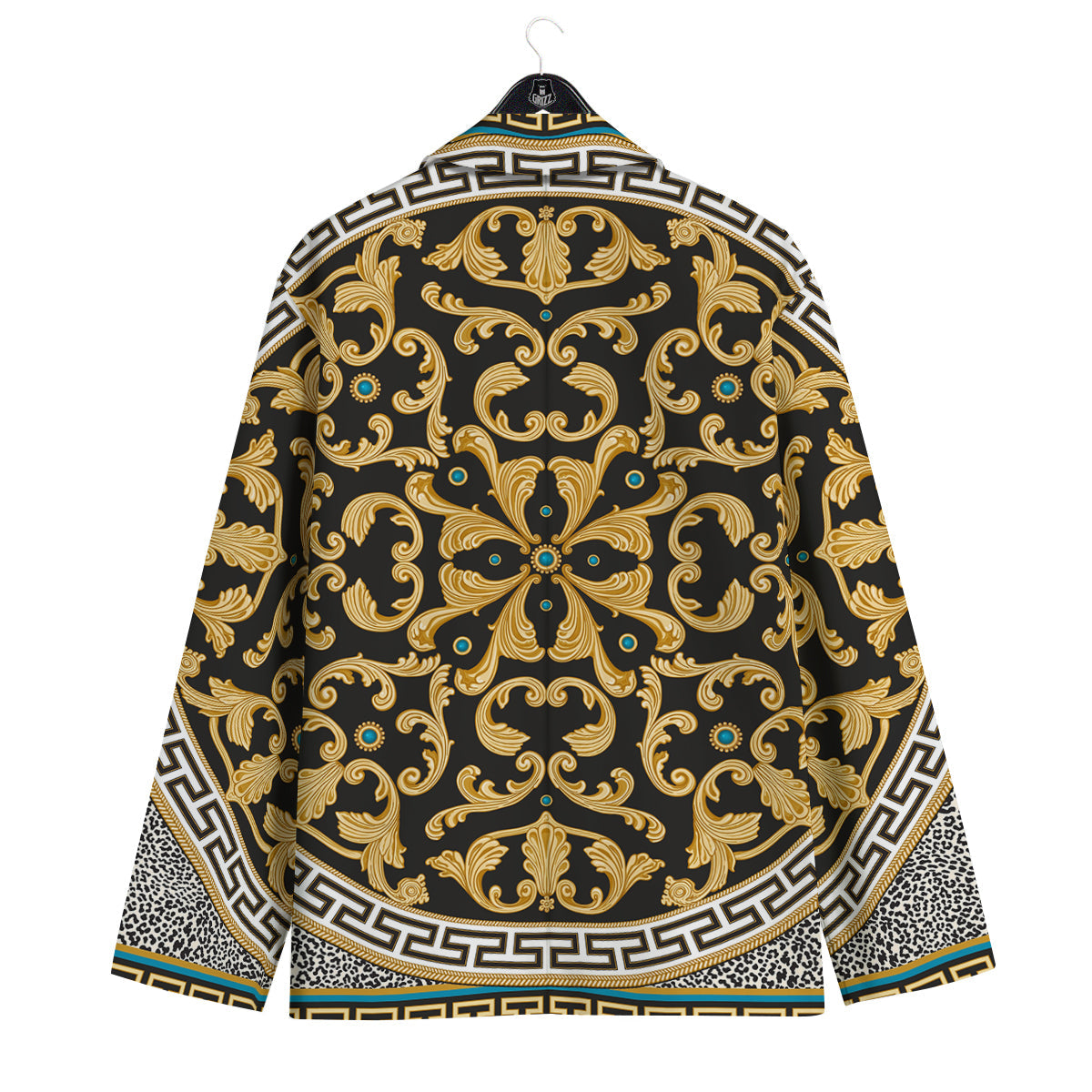 Golden Baroque Leopard Skin Print Men's Sport Coat-grizzshop