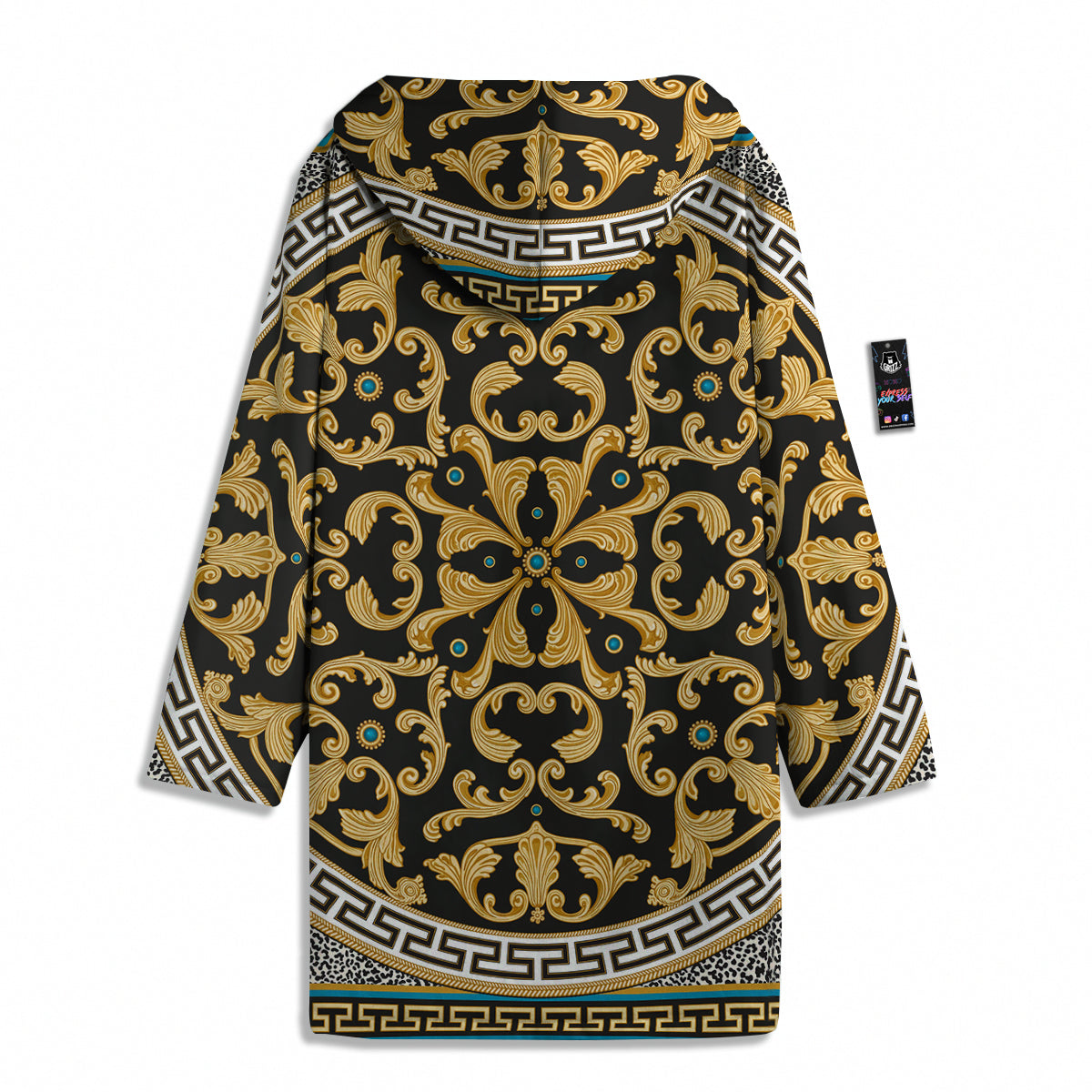 Golden Baroque Leopard Skin Print Men's Windbreaker Jacket-grizzshop