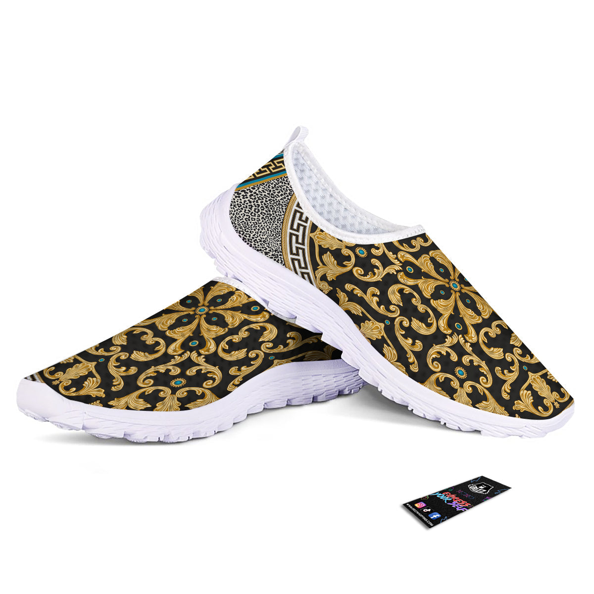 Golden Baroque Leopard Skin Print Nurse Shoes-grizzshop