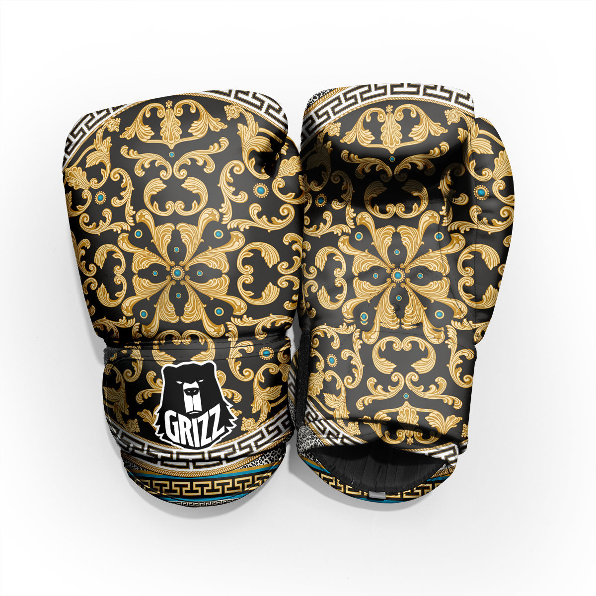 Golden Baroque Leopard Skin Print Pro Boxing Glove