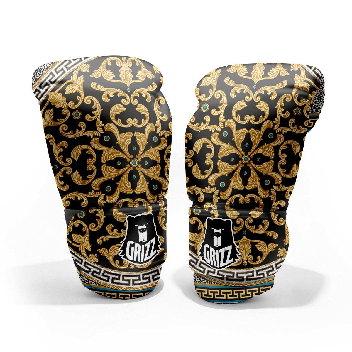 Golden Baroque Leopard Skin Print Pro Boxing Glove