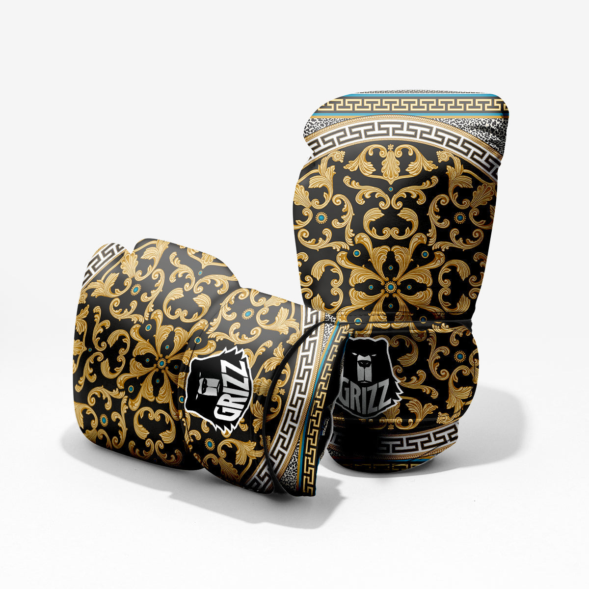Golden Baroque Leopard Skin Print Pro Boxing Glove