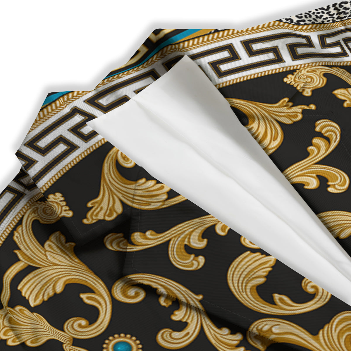 Golden Baroque Leopard Skin Print Women's Blazer-grizzshop