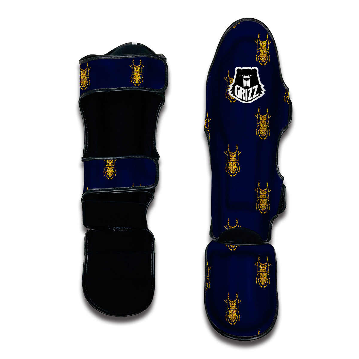 Golden Bug Pattern Print Muay Thai Shin Guards-grizzshop