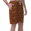 Golden Chinese Dragon Floral Print Men's Shorts-grizzshop