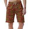 Golden Chinese Dragon Floral Print Men's Shorts-grizzshop