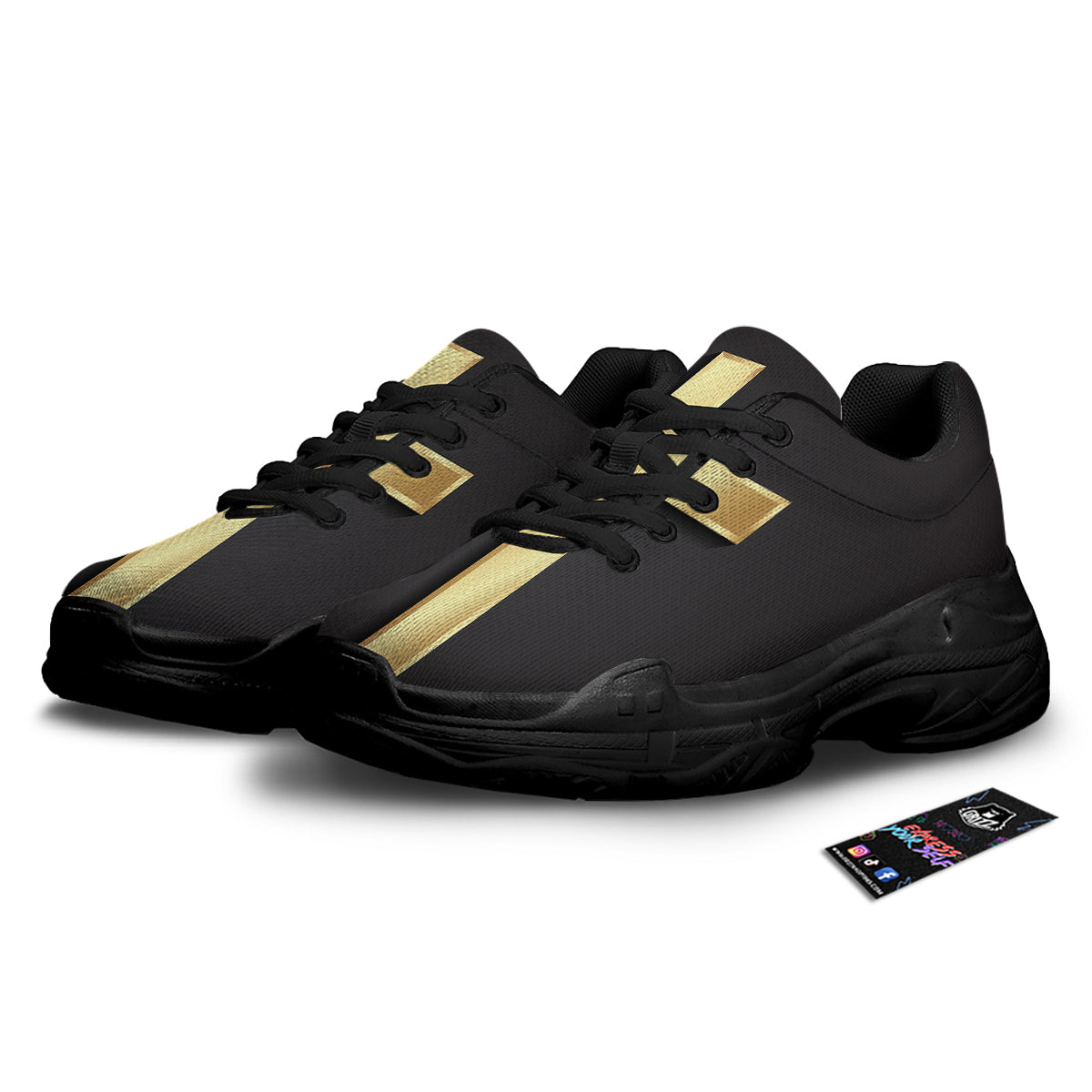 Golden Cross Classic Print Black Chunky Shoes-grizzshop