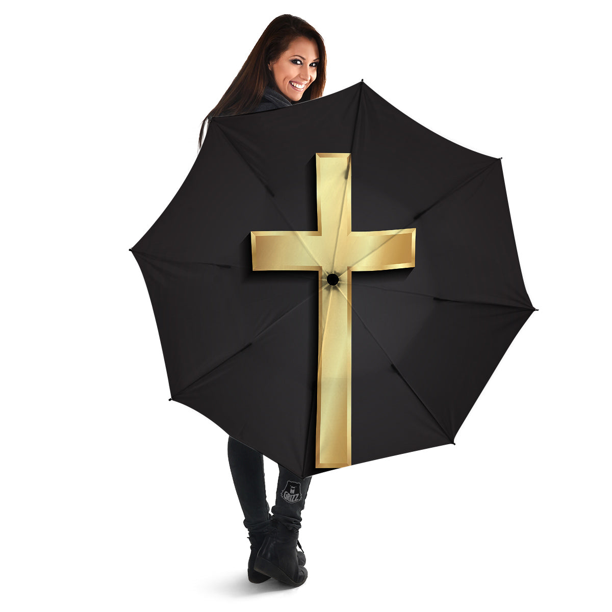 Golden Cross Classic Print Umbrella-grizzshop